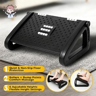 44×30.5cm ABS Plastic 6 Adjustable Height Under Desk Foot Rest Roller Massage Anti Over Leg Office F