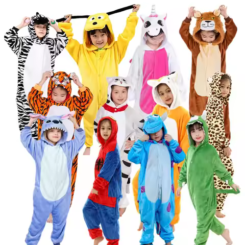 Factory Direct Sale Tiger Unicorn Dinosaur Giraffee Cow Children Cartoon Kigurumi Kid Onesie Pyjamas