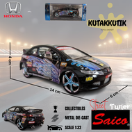 Mainan Miniatur Saico Diecast Mobil Balap Sedan Honda Civic Type R Hitam Motul Skala 1:32