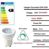 Mini Bulb mr11 1.38inch Diameter gu10 3w 120v Dimmable led Spotlight Bulb 6000k Cool White 25w 30w H
