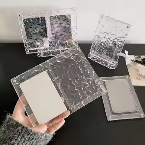 Waves Pattern Clear Acrylic Card Holders Sturdy Base For Desktop Organization Secure Card Display In