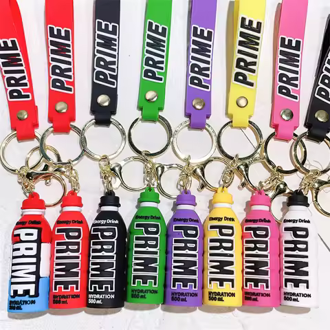 Cute Prime Drink Keychain Fashion Bottle Key Chains for Car Key Bag Pendant Women Men Party Favors K