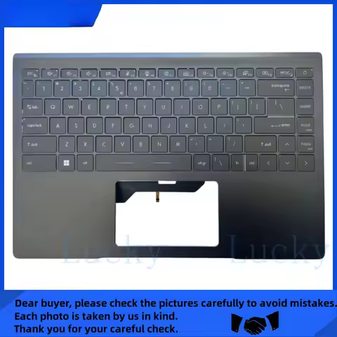 f For MSI Modern 14 MS-14D1 D2 Upper Case Palmrest Keyboard US Gray White Backlit