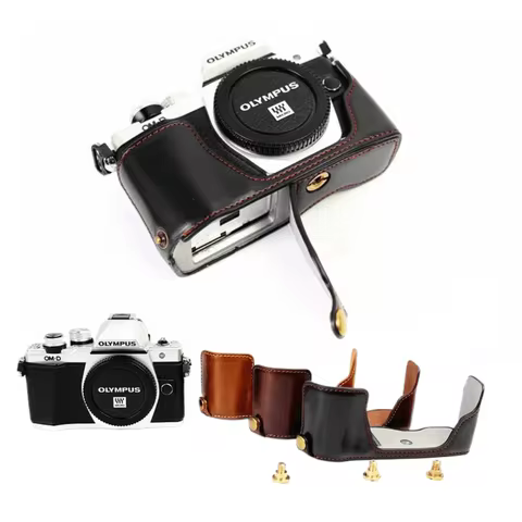 New Half Body Set Cover Camera Bag Case for Olympus E-M10 Mark II EM10 II 14-42mm OM-D E-M10 PU Leat