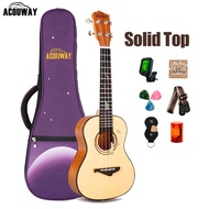 Acouway Concert Ukulele Spruce 24 Inch Mahogany Ukulele Set for adults with Free 12MM Gig Bag Strap