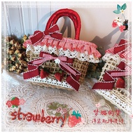 Lolita Strawberry Bag Cream Layer Cake Straw Handbag lolita Spring Outing Pastoral Crossbody Bag