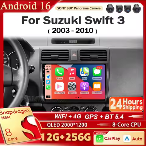 Android 16 For Suzuki Swift 3 2003 - 2010 Car Radio Stereo GPS Navigation Multimedia Player Wireless