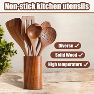 6 pcs Kitchen Wood Utensil Set Wood Kitchenware Kitchen Cooking Tools Spatulas Ladle Alat Masak Send