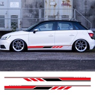 2Pcs Car Side Skirt Graphics Door Sticker Racing Stripe Vinyl Decal Decor For Audi A1 8X GB 8XF 8XA 
