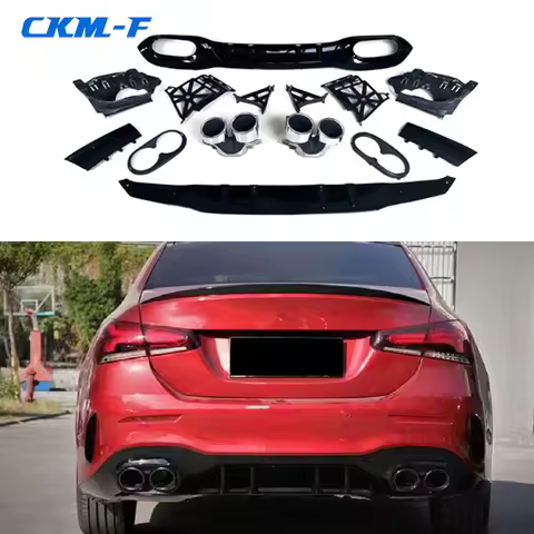Carbon Look Rear Bumper Lip Diffuser for Mercedes Benz W177 A Class A180 A200 A160 A250 A35 A45 AMG 