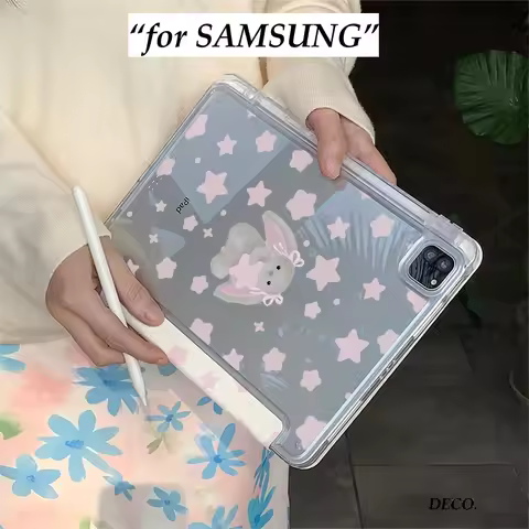 Pink Star Rabbit 3+Y-fold Tablet Case For Samsung Galaxy Tab A8/A9/A11+FE LITE PLUS/Tab S6 Lite/S7/S