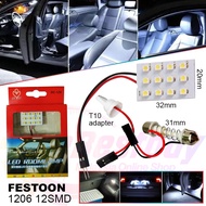 FESTOON 1206 12SMD LED Car Interior Room Reading Dome Door Light Bulbs 12V 24V