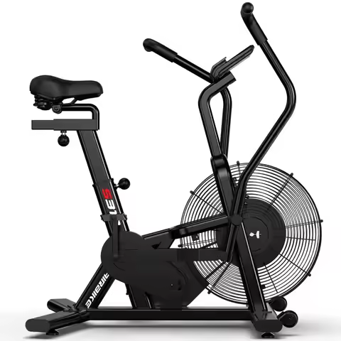 Exercise Bike, Stationary Bike for Home Gym, Air Resistance Bluetooth Fan Bike w/Dual Acction Handle