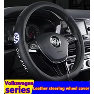 FUCHS Leather Steering Wheel Cover Silk Screen LogoGOlf Tiguan TOuran POlo BEetle troc Special Breathable Non-slipHandle