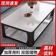 Small Apartment Tea Table Office Household Double-Layer Simple Double-Layer Marble Rectangular Coffe