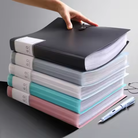 60 Pocket A4 Folder File Bag, Suitable for Storing A4 Sized Documents Such As Test Papers, High Tran