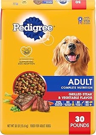 PEDIGREE Complete Nutrition Adult Dry Dog Food Grilled Steak &amp; Vegetable Flavor Dog Kibble, 30 lb. Bonus Bag