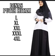 BAJU GAMIS HITAM PUTIH SYARI PNS WANITA GURU JUMBO