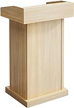 Stylish and Modern Lightweight Lecterns wood plank Podiums Conference Table with open storage Standing Lectern Laptop Desk modern Podium Stand