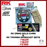 415 RK COMBO RK TAMASHII 415 Y15ZR Y16ZR  Carbon Steel Black Sprocket Sets Siap with rantai 132L ORI