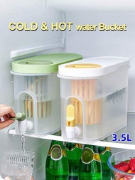 1 件白色大容量 3.5 公升冰箱水罐帶水龍頭,桌上型水果汁茶汁容器,塑膠材質,適合家庭和戶外