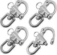 Varku 4Pcs 316 Stainless Steel Swivel Eye Snap Shackle, 2.8 in / 70 mm Quick Release Circle Rotating