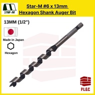 Star-M 13MM (1/2") x #6 Hexagon Shank Auger Bit For Wood Timber