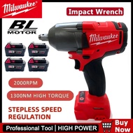 Milwaukee 1300NM 1/2 Inch Brushless Electric Large Torque Impact Wrench Car Truck RepairCordless Scr