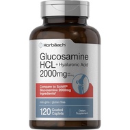 Horbäach Glucosamine HCL | with Hyaluronic Acid | 2000mg | 120 Coated Caplets | Non-GMO & Gluten Fre