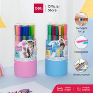 Deli hexagonal watercolor pen Spidol Warna 12/24/36/48 warna 7060