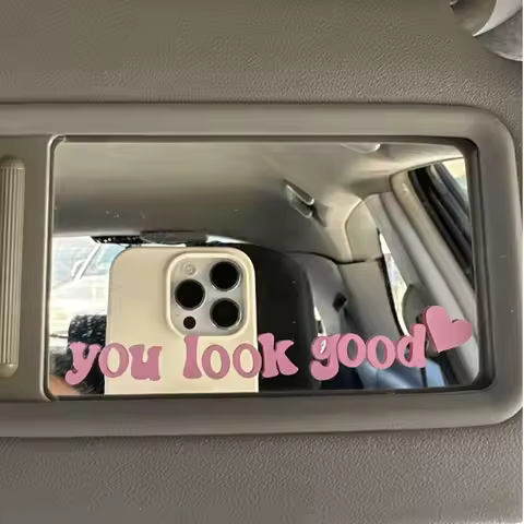 1pc you look goods text sticker, car interior mirror sticker