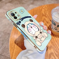 For Xiaomi Mi 11 Lite NE 5G 11T Pro Luxury Plating TPU Softcase Cartoon Sheep Doraemon Back Cover Shockproof Phone Casing