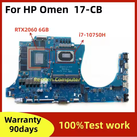 GPC72 LA-J672P For HP Omen 17-CB TPN-C144 1000 Laptop Motherboard with SRH8Q i7-10750H CPU RTX2060 6