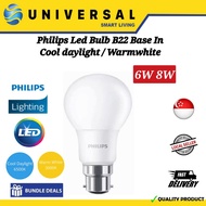[SG SHOP SELLER] Philips LED Light Bulb B22 base - 6W/8W cool daylight & Warm white