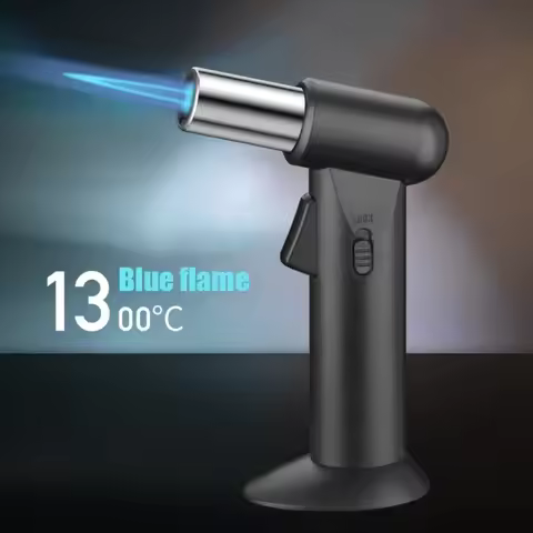 Metal Large Flame Gun Lighter,Windproof Blue Flame,Adjustable Flame Size,Safe Locking Fire, Outdoor 