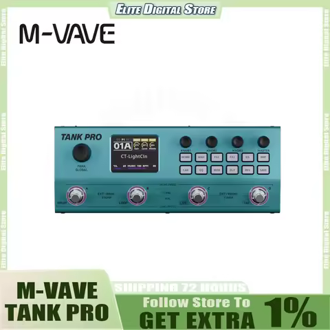 M‑VAVE TANK PRO Multi‑Effects Processor 120 Presets 90Amp+90Cab 300+FX 150s Looper 60 Drums 10 Modul