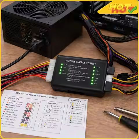 ATX Power Supply PSU Tester with 20/24 Pin 20/24 Pin PC Computer Power Supply Tester Checker Compute