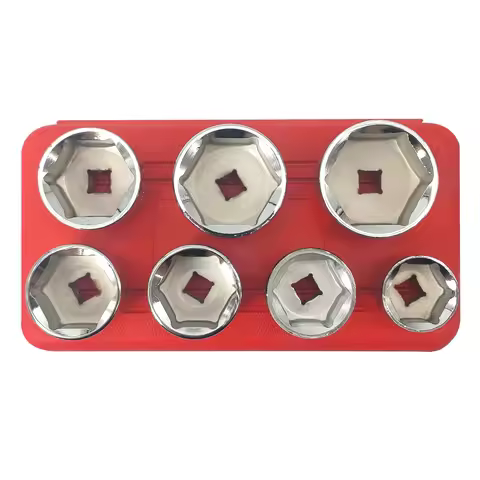 7 Pieces Oil Filter Wrench Tool Kit Socket 24 27 29 30 32 36 38mm w/Case Oil Wrench Set Remover