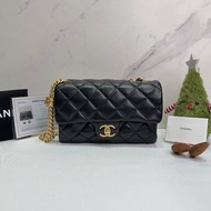 CHANEL 22K黑金金柱調節釦風琴包