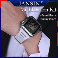 jansin Modification Kit Rubber Dây Đeo + Vỏ Bảo Vệ Inox Cho Apple Watch 9 8 45mm 44mm iwatch series