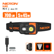 Nicron h40 Mini Trọng lượng nhẹ Đèn pha LED Loại C Đèn pha có thể sạc lại 125 mét Chùm Khoảng cách 7