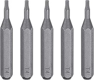 HARFINGTON 5pcs T4 Torx Screwdriver Bit 5/32" Hex Shank 28mm/1.1" Length Magnetic Star 6 Point Head 