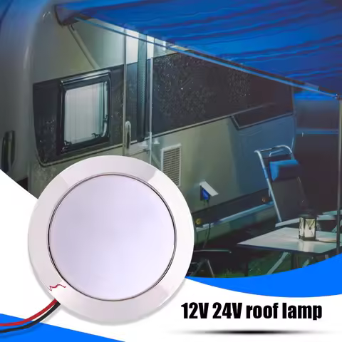 12V Round Shape Motorhome LED Lights 200LM Auto Dome Reading Lamp 1.8W 24 SMT LED Panel RV Ceiling L