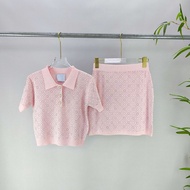 KT3B Casablanca Versatile Women's Knitted Sweater with Short Sleeves - Featuring Diamond Patterns