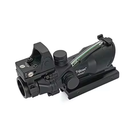 4X32 Scope with Red Dot True Fiber Optic Red and Green Dot Illumination Rifle Scope Etched Reticle H