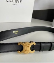 CELINE 賽琳 凱旋門 牛皮皮帶 女款 黑色131(貨號：2nkhqi)