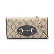 【二手】Gucci GUCCI 馬銜扣肩包 1955 GG Supreme 621892FAD6L9741 PVC塗層帆布皮革鏈條錢包 女士 全新