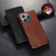 For Realme C61 C63 Case PU Leather Stand Holder Realme C61 Realme C63 RMX3939 Flip Casing Magnetic F