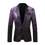 Men's Gradient Sequin Blazer Nightclub Stage Performance Suit Jacket