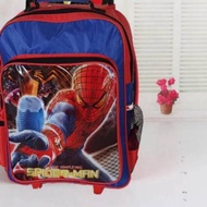 Children's Bag School Backpack Spiderman Character Wheel Push Bag